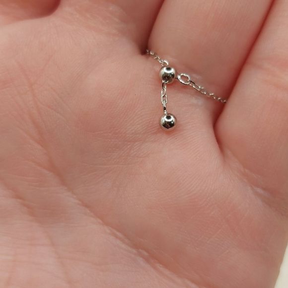 925 Sterling Silver Platinum Plated CZ O Chain Ring - Picture 5 of 5